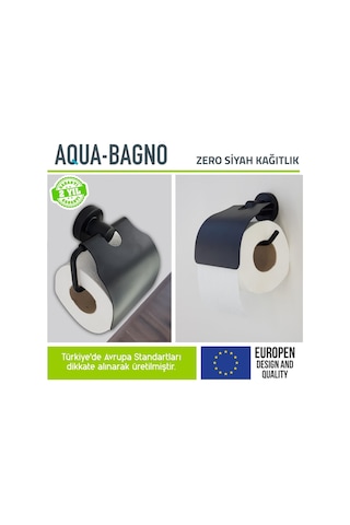 Aqua Bagno Zero Tuvalet Kağıtlığı - Mat Siyah