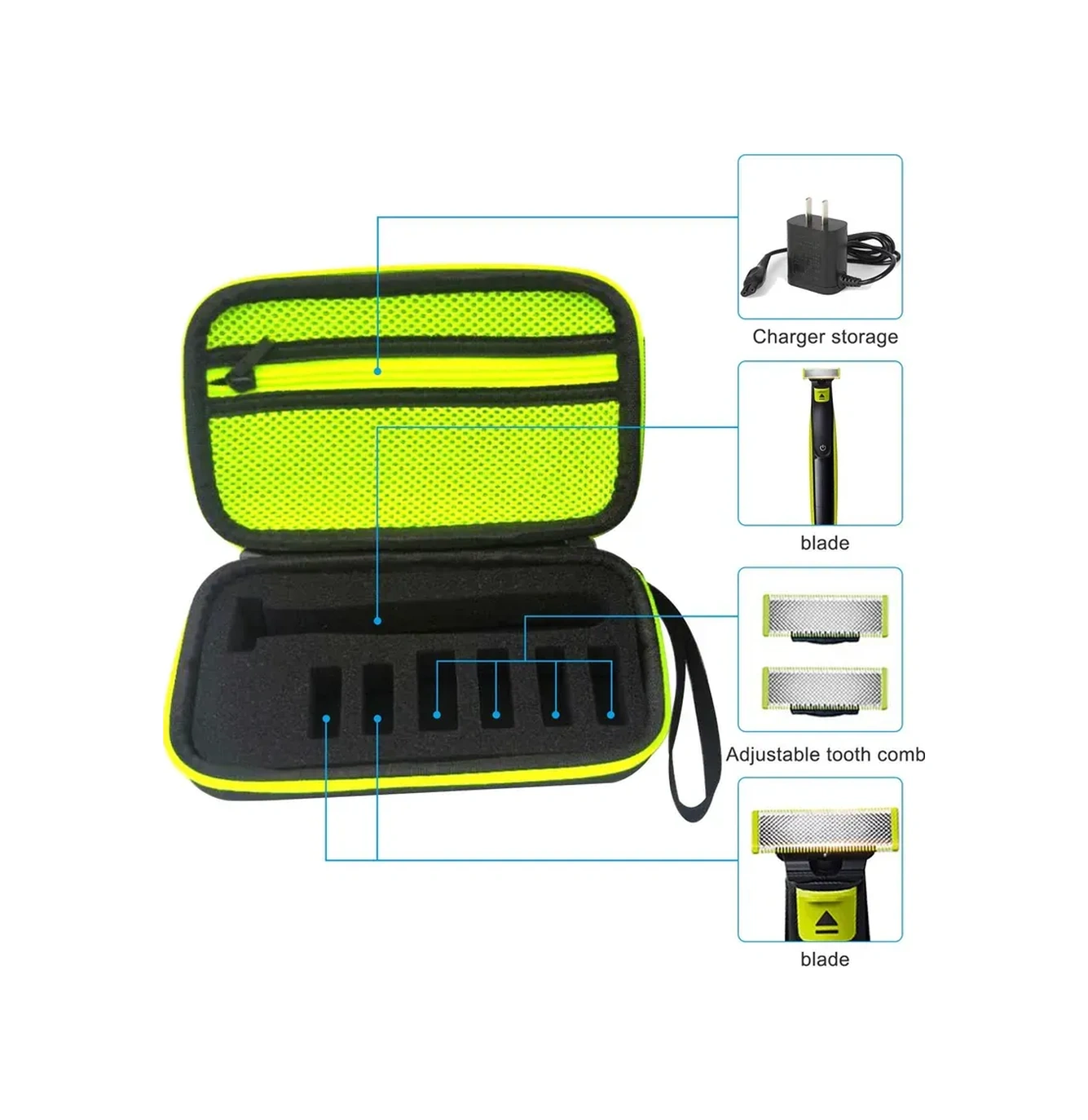 Konesam Philips Oneblade Qp2530/2520 İçin Sert Eva Koruyucu Kutu, Şok Ve Suya Dayanıklı, Yer Açan Köpük İç, Uçak Çantası Ve Aksesuarları Taşıma Siyah