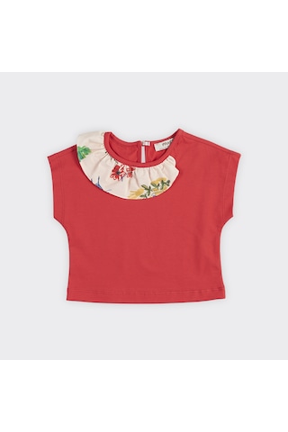 Panço Kız Çocuk Yakası Fırfır Detaylı T-shirt 2411gb05038-4400 001
