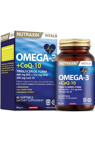 Nutraxin Omega 3 + Coq-10 60 Yumuşak Kapsül