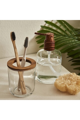 Karaca Home Woody Banyo Aksesuar Seti 2 Parça Şeffaf