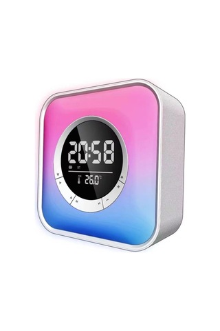 Rgb Led Bluetooth Hoparlörlü Dijital Masa Saati, Çalar Saat, Gece Lambası, Termometre, Ambiyans Işığı Ve Kablosuz Şarj Destekli Çok Fonksiyonlu Akıllı Saat P10