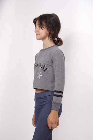 Toontoy Kız Çocuk Yıldızlı Dream Baskılı Sweatshirt Antrasit Melanj