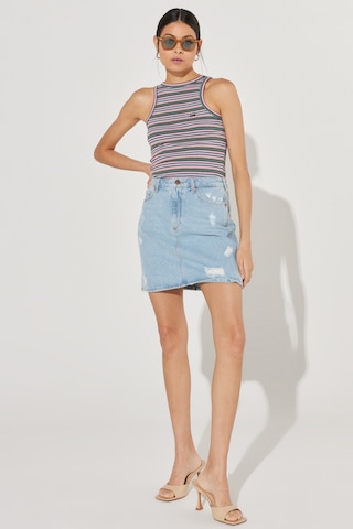 Lee Regular Fit Normal Kesim %100 Pamuk Yüksek Bel Mavi Jean Kot Etek L231062XT Mavi