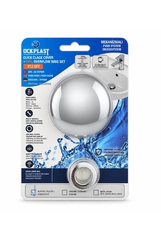 Seramik Görünümlü - Beyaz Pop-up Otomatik Lavabo Sifonu -üniversal Kullanıma Uygun Krom