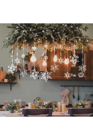 Gajeena 12'li Noel Ağacı Dekorasyon Seti: Detaylı 3d Kardan Adam Ve Buz Çubuğu Abs Plastik Süsler, Şık Transparan Finish İle Noel Atmosferini Artırır