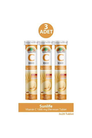 Sunlife Vitamin C 1000 Mg 20 Efervesan Tablet 3 Adet