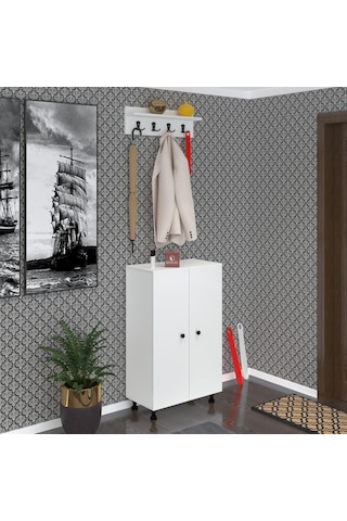 Kenzlife Ayakkabılık Başmak6 Byz 98 060 30 Kapaksız 6 Raflı 18 Çift Ayakkabı Kapasitesi Ahşap