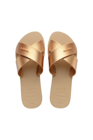 Aqua Metallic Golden Kadın Terlik-6566 Altın