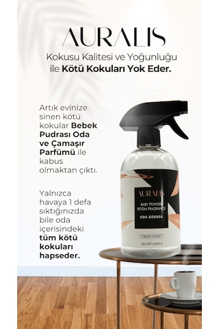 Auralis Bebek Pudrası Kokulu Oda Kokusu Ve Çamaşır Spreyi Baby Powder 500 Ml Bebek Pudrası