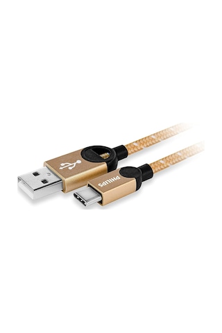 Philips Dlc2628g/97 Usb-a To Usb-c Örgülü Hızlı Şarj Kablosu, 1.2 Metre, Altın