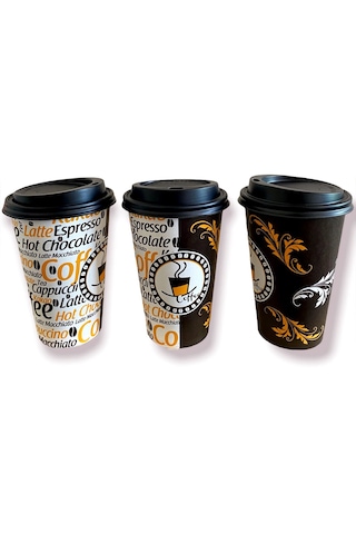 Excodi Cup 12 Oz Kapaklı Karton Bardak 300 ML - 100 Adet