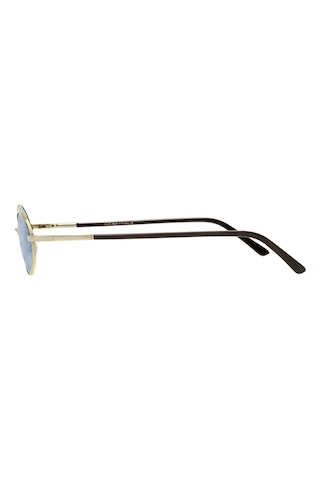 Unisex Sarı Füme Cam Polarize Oval Güneş Gözlüğü 6005 Açık Mavi