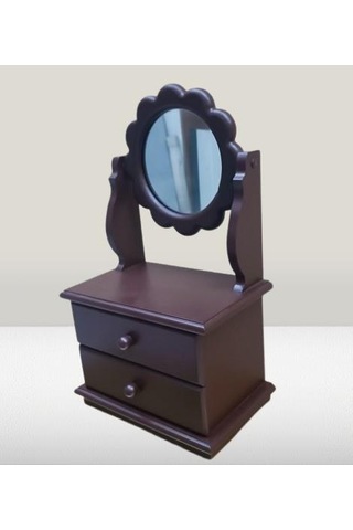 Hobi Erdl Model 90526 Papatya 2 Çekmeceli Aynalı Makyaj Kutusu El Yapımı