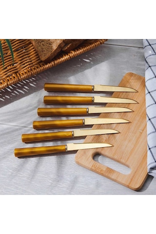 Perotti 14105 Coltello Standlı 7 Parça Bıçak Seti Gold Altın