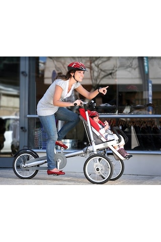 Ebax Bisikletli Bebek Arabası Kırmızı 150kg Taşıma Kapasiteli