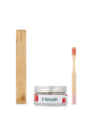 T-brush - Çocuk Doğal Diş Bakım Seti - Mavi- Large