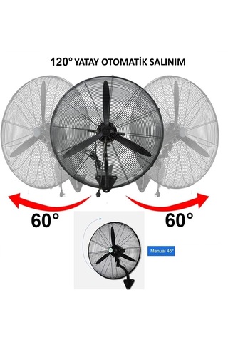 Ventus VS3010D Mega Boy 30" Sanayi Tipi 150W Duvar Tipi Vantilatör
