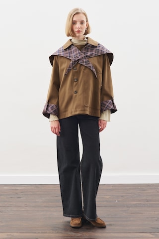 Greta Şal Detaylı Parka Ceket Haki Haki