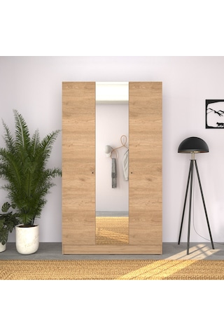 Trendline 3 Kapaklı Aynalı Gardırop-florida Meşe 120x207x53 Cm Kahverengi