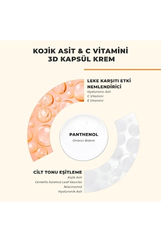 Dermokil Kojik Asit C Vitamini Leke Karşıtı Canlandırıcı 3d Kapsül Krem 50 Ml