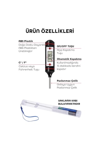 Dijital Gıda Termometresi Sıvı Gıda Et Su Süt Yiyecek Sıcaklık Ölçer Mutfak Için Gıda Termometre 027