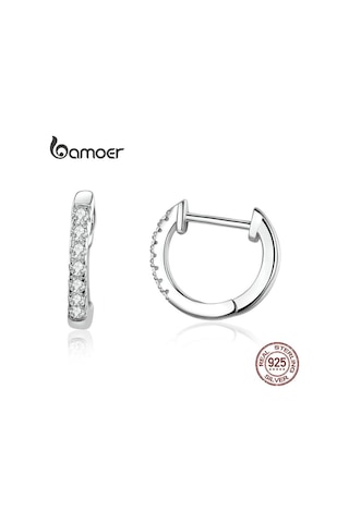 Gümüş Bamoer Hakiki 925 Ayar Gümüş Yuvarlak Daire Halka Küpeler Kadınlar İçin Altın Renk Küpe Ayar Gümüş Takı Hediye L