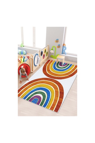 West Home Makinede Yıkanabilir Kaymaz Taban Leke Tutmaz Renkli Bebek Ve Çocuk Halısı Wh 573 Multy Çok Renkli