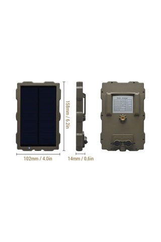 Pazly Avcılık Kamerası S15, Güneş Paneli Şarj, Dış Mekan Güneş Enerjisi, Şarj Edilebilir Siyah