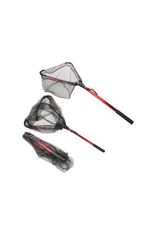 Jeehugo Alüminyum Çerçeve Triangular Çıkartılabilir Balık Av Ağı - 37x37cm Kauçuk Ağı, 47cm Katlanabilir Uzunluk, 307g Hafif Tasarım