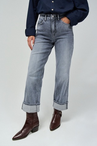 Salsa Jeans Gri Kadın Eskitme Denim Pantolon 21008610-faith Straight