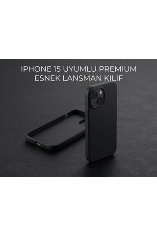 Iphone 15 Uyumlu Silikon Ve Esnek Lansman Premıum Kılıf Siyah