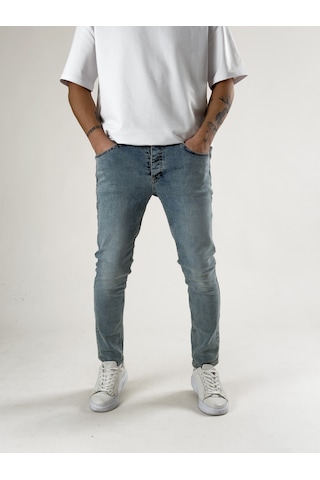 Cocopelli Slim Fit Taşlanmış Mavi Erkek Kot Pantolon Coc2718 Mavi
