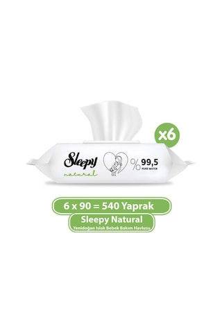 Sleepy Natural Yenidoğan Islak Bebek Bakım Havlusu 6X90 (540 Yaprak)