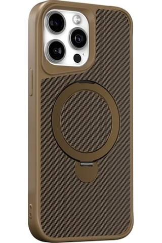 Teleplus Apple Uyumlu iPhone 14 Pro Kılıf Karbon Fiber Magsafeli 360 Dönerli Standlı Alp Kapak