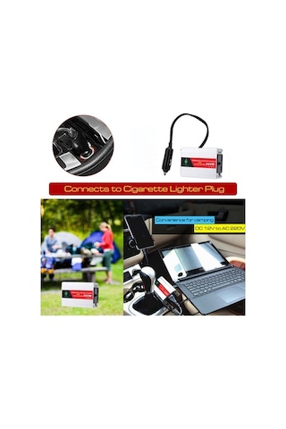 Ulzyvf 12v - 220v Araba Güneş Enerjili İnvertör Dönüştürücü 150w Usb Çakmaklı 300w Tepe Gücü