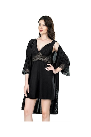 Ahu 7678 Penye Kısa 7lı Set-siyah Siyah