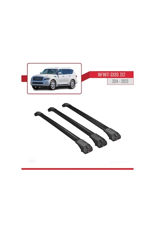 Infiniti Qx80 Z62 2014-2023 Arası İle Uyumlu Ace-1 Ara Atkı Tavan Barı Siyah 3 Adet Bar
