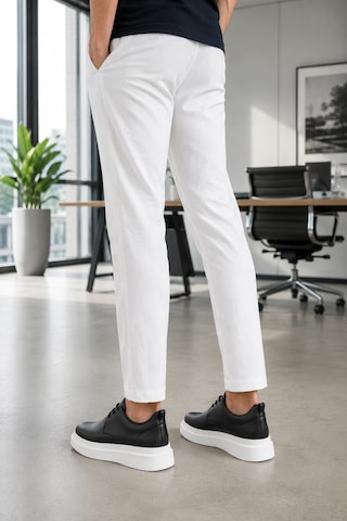 Mevese Ornex Erkek Deri Görünümlü Bağcıklı Casual Sneaker Klasik Günlük Ayakkabı - Siyah Beyaz