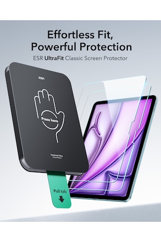Esr Apple Uyumlu iPad Air 13 2024 Ultrafit Classic Autokit 2 Adet Tablet Cam Ekran Koruyucu