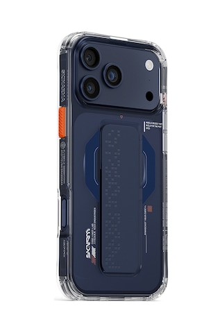 Apple Uyumlu iPhone 17 Pro Max  Kılıf Skinarma M-safe Özellikli Airbag Tasarımlı Standlı Haxa Kapak Mavi Mavi