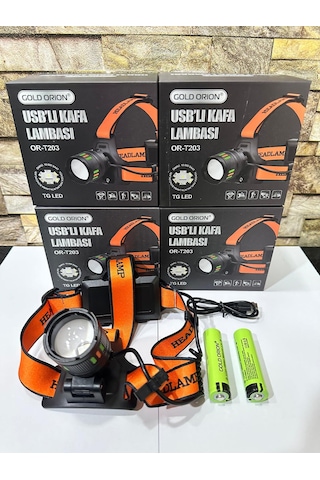 Or-t201 Usb Li Kafa Lambası 30w 2000 Lümen 2 Adet 18650 Pil Dahil Siyah