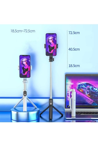 Masa Tripodu Selfi Çubuk Telofon İçin Portatif Taşınabilir Kumandalı 75 Cm