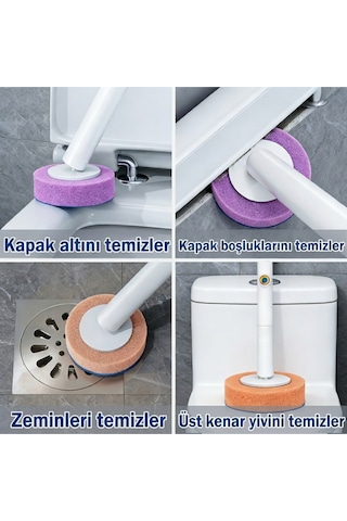 Tuvalet Fırçası Seti Otomatik Kapak Braket Duvara Monte Şeffaf Hazneli Tek Kullanımlık Wc Klozet E Beyaz - Gri
