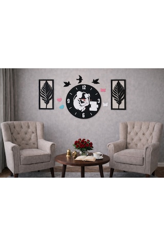 Canım Babam Temalı Duvar Saati 40 Cm Çiçekler 30 Cm No10040 Çok Renkli