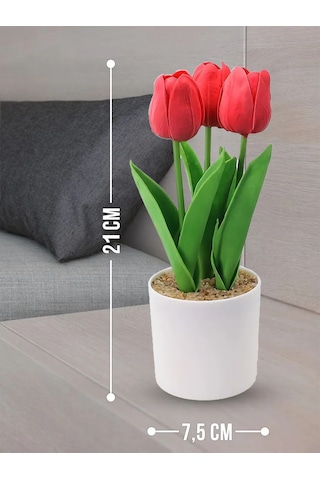 4fun Silikon Lale Çiçekleri, İç Mekan İçin Saksıda 214561564 Kırmızı