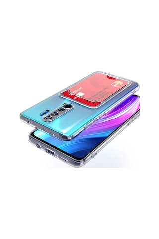 Ekılıf - Xiaomi Redmi Note 8 Pro Uyumlu Kılıf Kartlıklı Şeffaf Setra Clear Silikon Kapak - Şeffaf