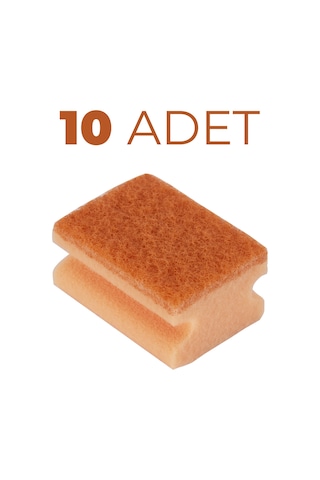 10'lu Oluklu Turuncu Ekonomik Tırnak Korumalı Bulaşık Süngeri