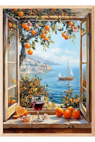 Zestia Ahşap Çerçeveli Tablo, Sonbaharda Deniz Manzarası, Salon Dekoru Poster No: 110872 70 X 100