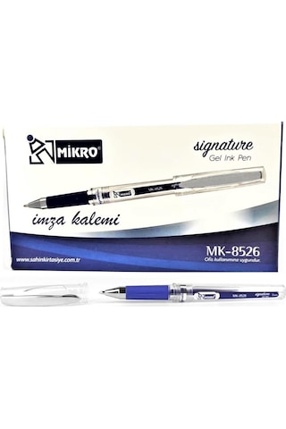 Mikro Mk-8526 Jel Mürekkep 1 Mm İmza Kalemi 12 Li Paket Mavi